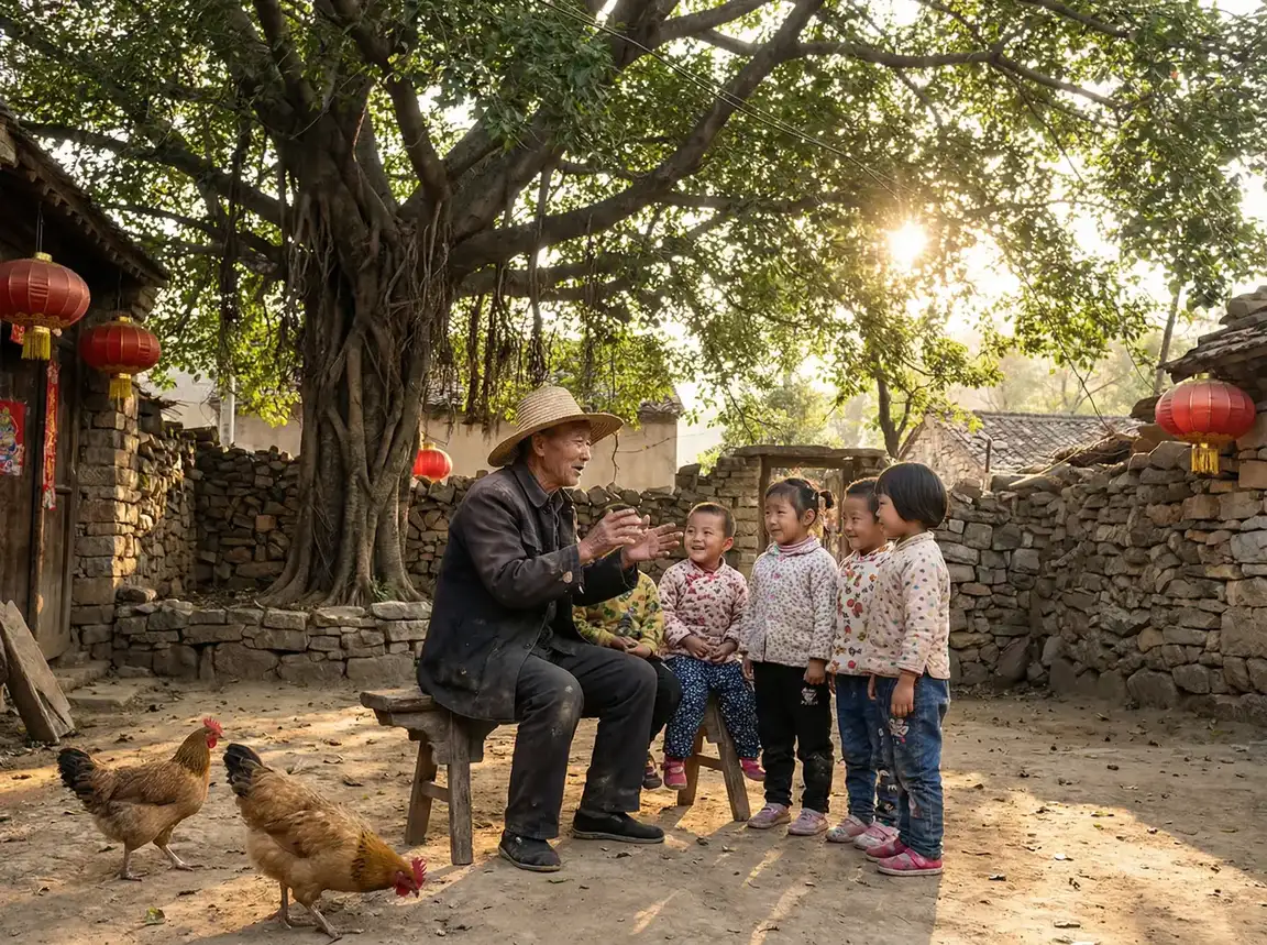 老人在大榕树下给孩子们讲故事 - 一二三四在线观看高清电视剧 乡村记忆